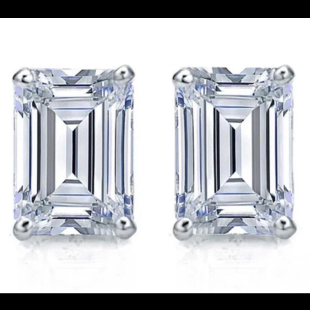 2ct Emerald Cut Diamond Earrings in 14kt White Gold